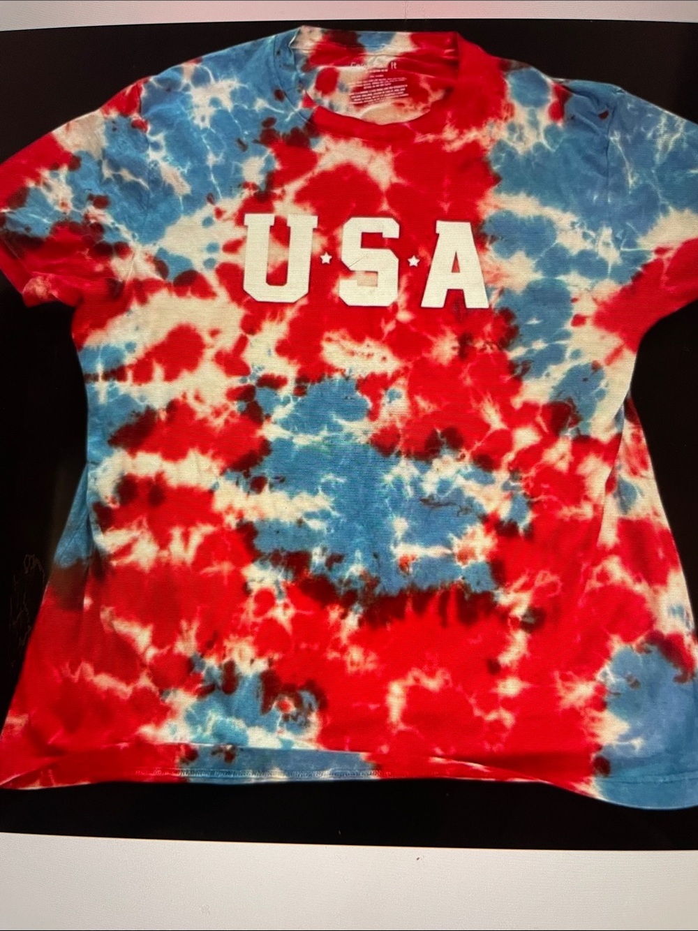 Mens USA Tie-Dye Graphic Tee - Red, White & Blue